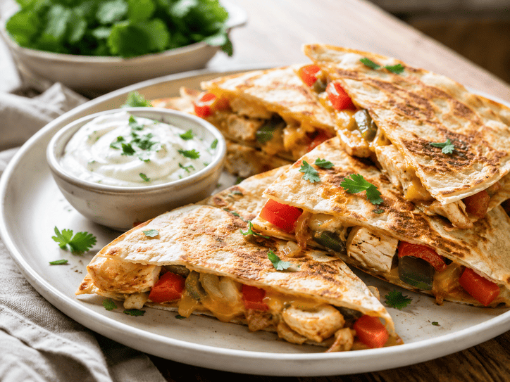 6. Quesadilla cu branza legume si pui